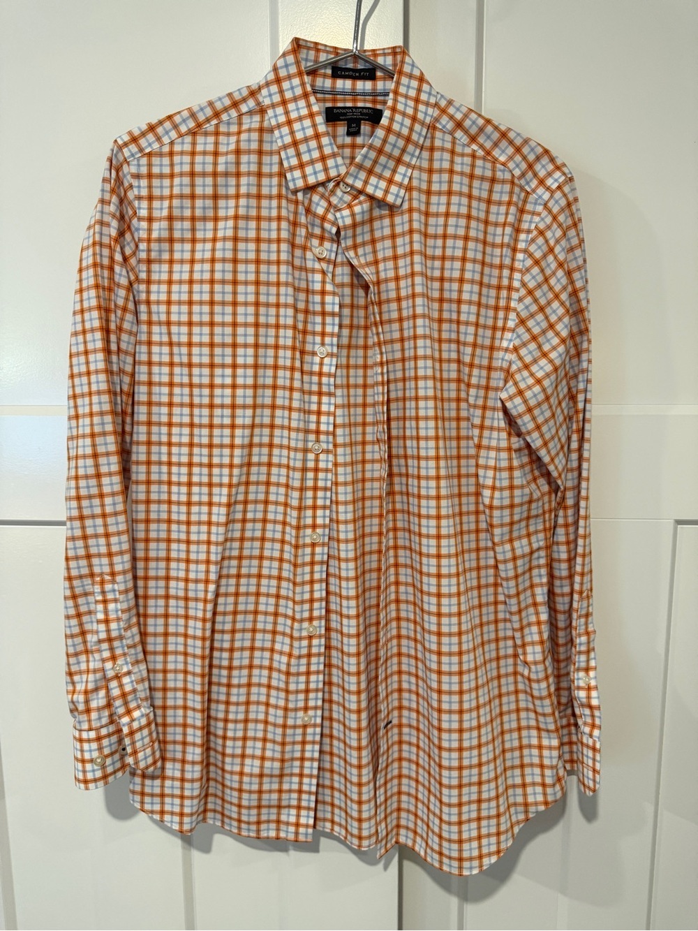 Banana Republic Orange Plaid Long-Sleeve Dress Shirt